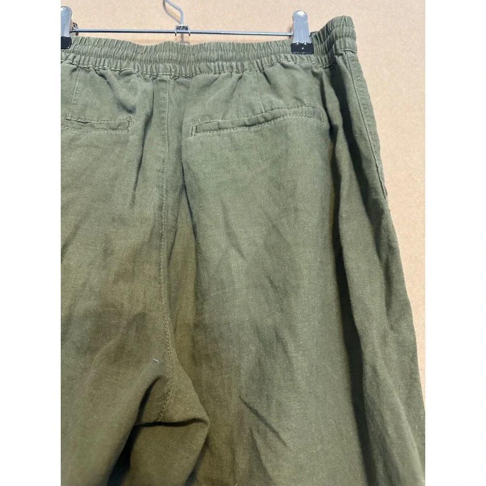 BLANKNYC Womens Pants Green Size Medium Jogger High Rise Utility Linen Blend